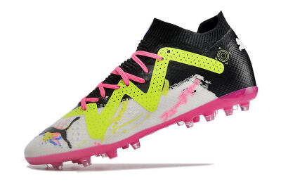 Men's Puma Future Ultimate MG Multi Ground Low-Tops Football Boots - White/Black/Yellow/Pink