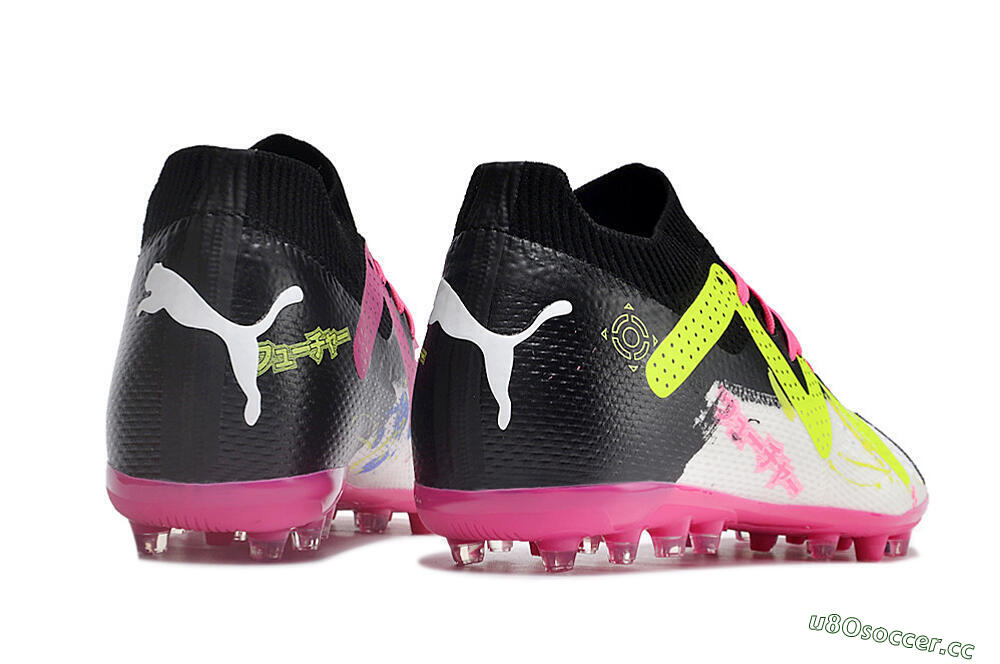 Men's Puma Future Ultimate MG Multi Ground Low-Tops Football Boots - White/Black/Yellow/Pink 6