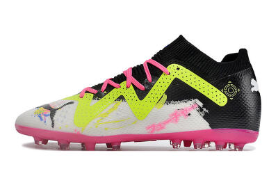 Men's Puma Future Ultimate MG Multi Ground Low-Tops Football Boots - White/Black/Yellow/Pink