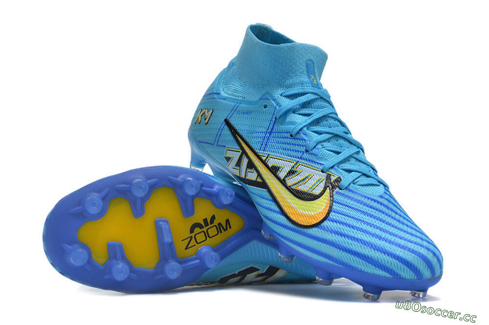 Unisex Nike Air Zoom Mercurial Superfly 9 Elite FG Artificial Grass High-Tops Football Boots - Blue/Black/Yellow 1