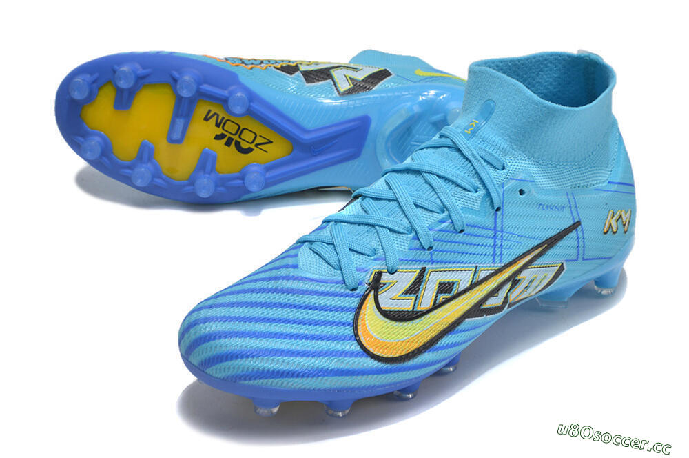 Unisex Nike Air Zoom Mercurial Superfly 9 Elite FG Artificial Grass High-Tops Football Boots - Blue/Black/Yellow 3
