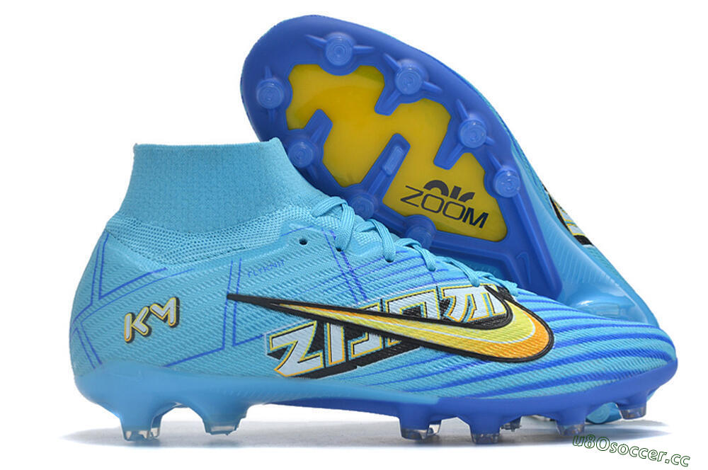 Unisex Nike Air Zoom Mercurial Superfly 9 Elite FG Artificial Grass High-Tops Football Boots - Blue/Black/Yellow 2