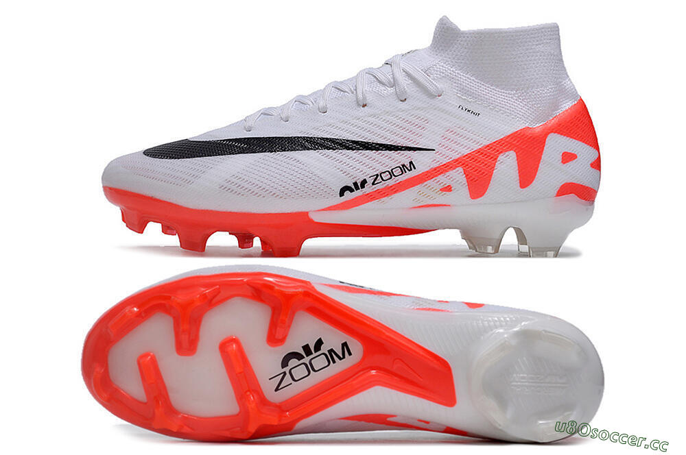 Men's Nike Air Zoom Mercurial Superfly 9 Elite FG Firm Ground High-Tops Football Boots - White/Black/Red 1