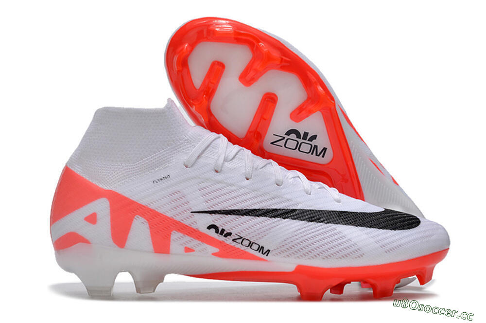 Men's Nike Air Zoom Mercurial Superfly 9 Elite FG Firm Ground High-Tops Football Boots - White/Black/Red 2