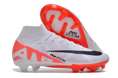 Men's Nike Air Zoom Mercurial Superfly 9 Elite FG Firm Ground High-Tops Football Boots - White/Black/Red