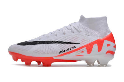 Men's Nike Air Zoom Mercurial Superfly 9 Elite FG Firm Ground High-Tops Football Boots - White/Black/Red