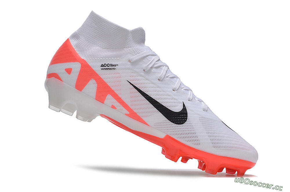 Men's Nike Air Zoom Mercurial Superfly 9 Elite FG Firm Ground High-Tops Football Boots - White/Black/Red 4