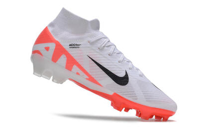 Men's Nike Air Zoom Mercurial Superfly 9 Elite FG Firm Ground High-Tops Football Boots - White/Black/Red