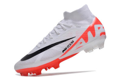 Men's Nike Air Zoom Mercurial Superfly 9 Elite FG Firm Ground High-Tops Football Boots - White/Black/Red