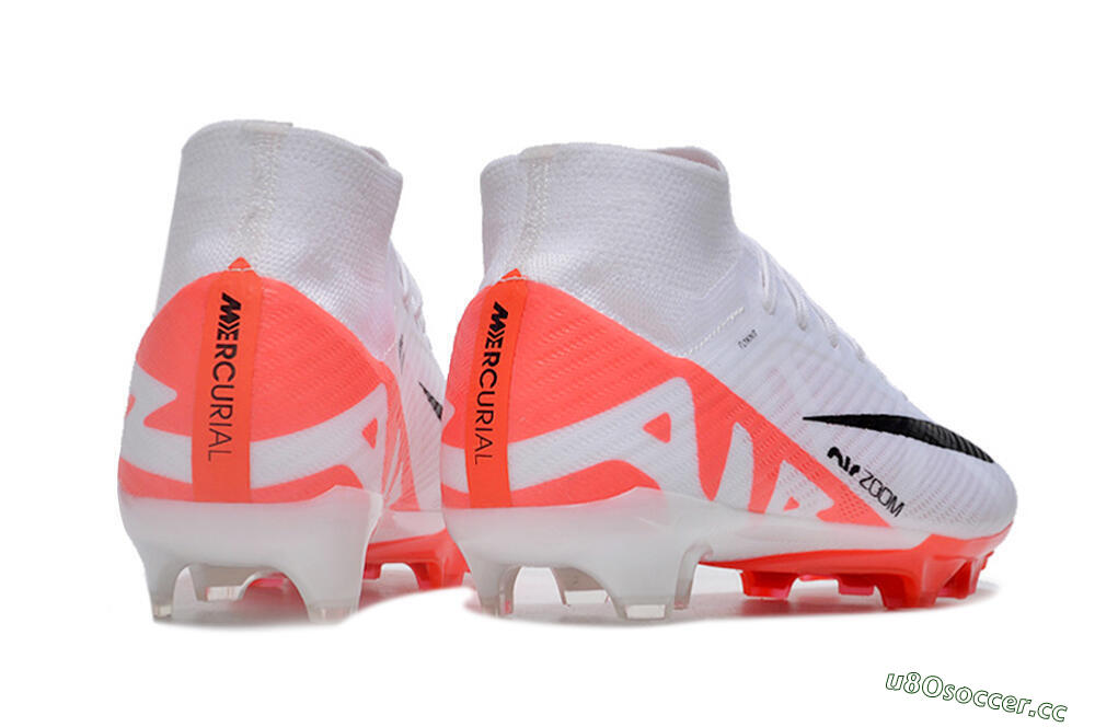 Men's Nike Air Zoom Mercurial Superfly 9 Elite FG Firm Ground High-Tops Football Boots - White/Black/Red 6