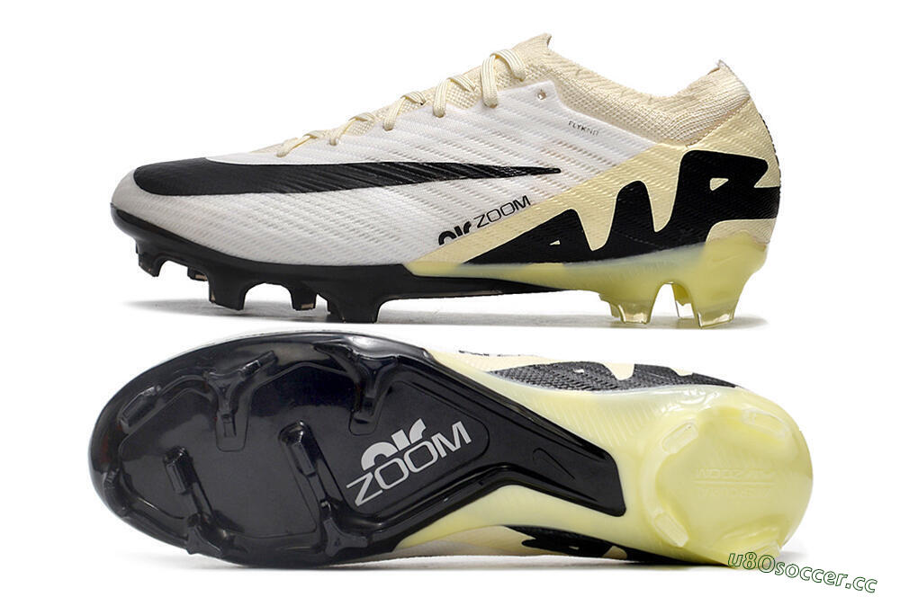 Men's Nike Air Zoom Mercurial Vapor 15 Elite FG Firm Ground Low-Tops Football Boots - White/Beige/Black 1