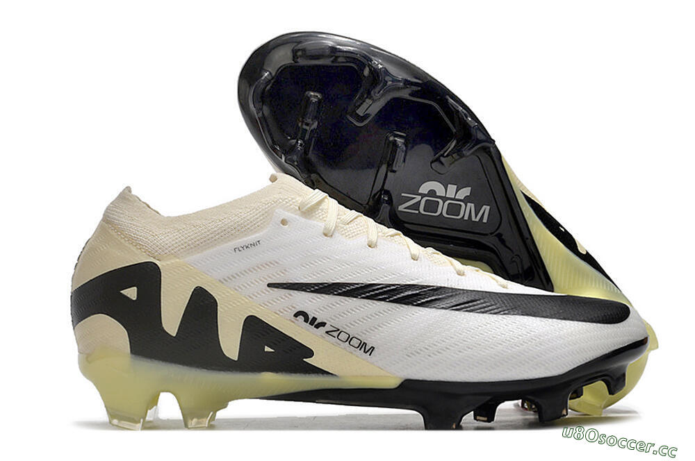 Men's Nike Air Zoom Mercurial Vapor 15 Elite FG Firm Ground Low-Tops Football Boots - White/Beige/Black 2
