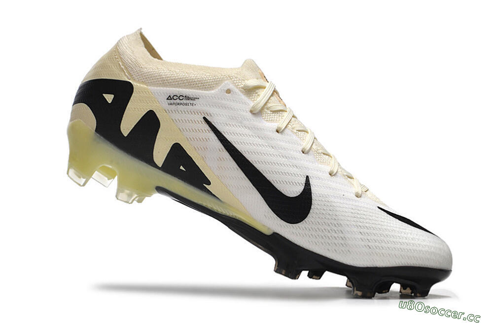 Men's Nike Air Zoom Mercurial Vapor 15 Elite FG Firm Ground Low-Tops Football Boots - White/Beige/Black 4