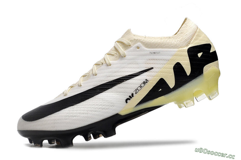 Men's Nike Air Zoom Mercurial Vapor 15 Elite FG Firm Ground Low-Tops Football Boots - White/Beige/Black 5
