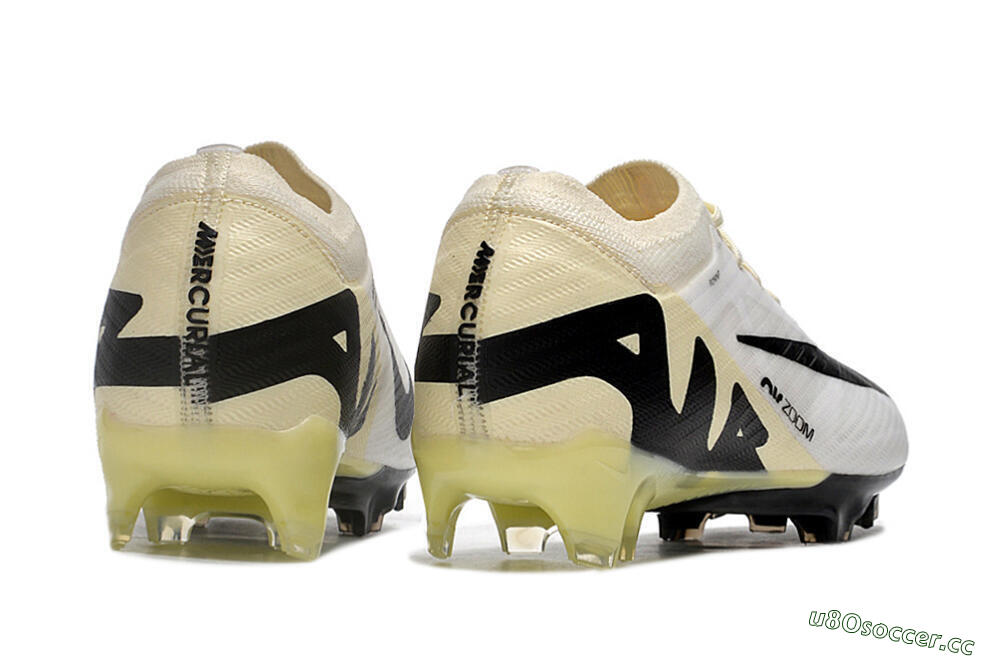 Men's Nike Air Zoom Mercurial Vapor 15 Elite FG Firm Ground Low-Tops Football Boots - White/Beige/Black 6