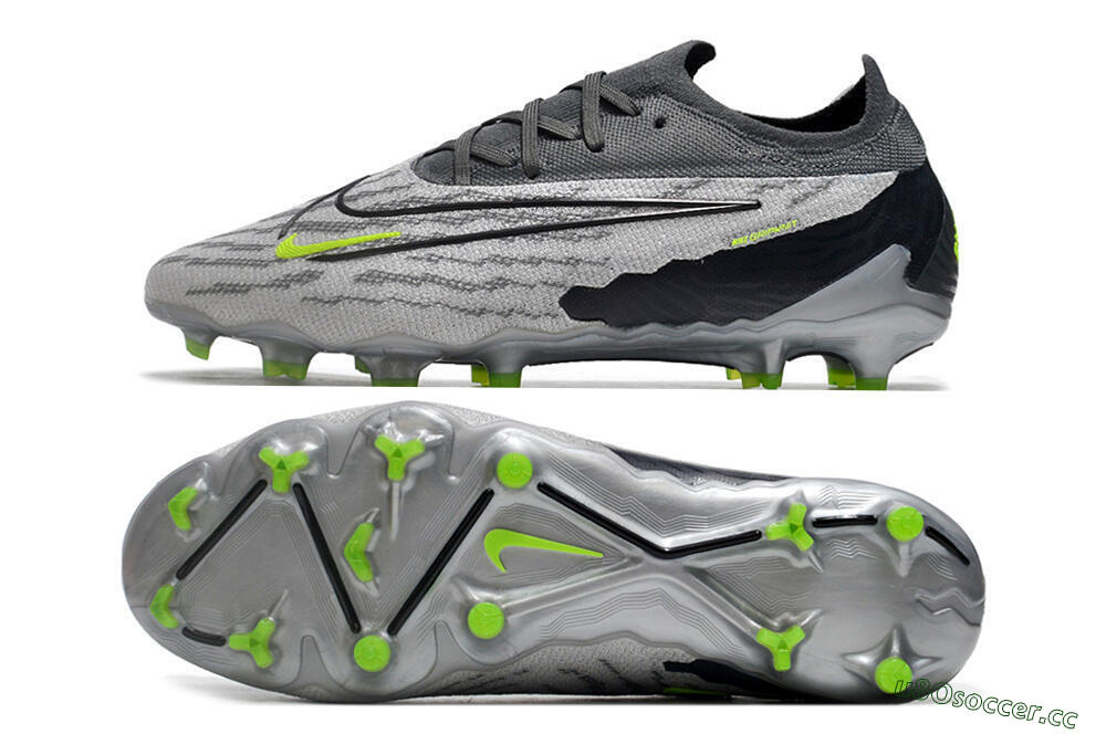 Men's Nike Phantom GX Elite FG Firm Ground Low-Tops Football Boots - Grey/Black/Green 1