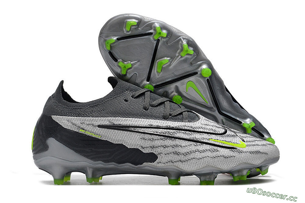Men's Nike Phantom GX Elite FG Firm Ground Low-Tops Football Boots - Grey/Black/Green 2