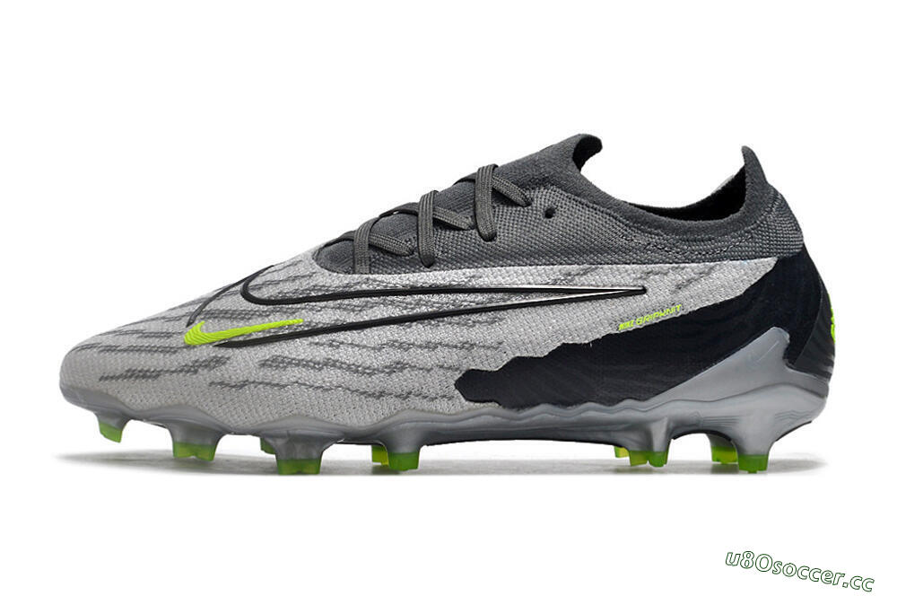 Men's Nike Phantom GX Elite FG Firm Ground Low-Tops Football Boots - Grey/Black/Green 0