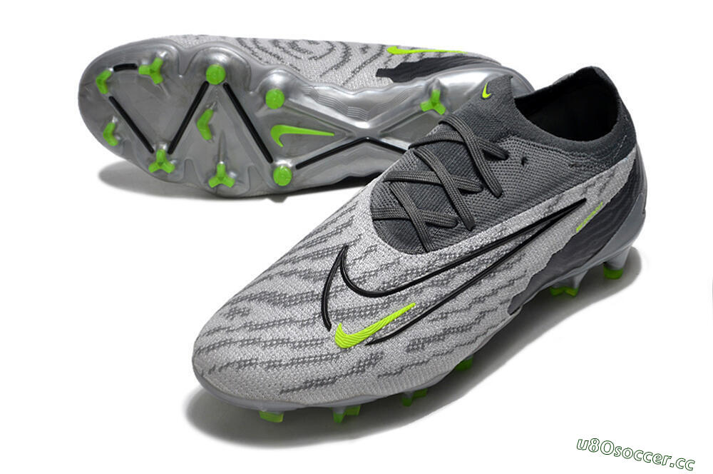 Men's Nike Phantom GX Elite FG Firm Ground Low-Tops Football Boots - Grey/Black/Green 3