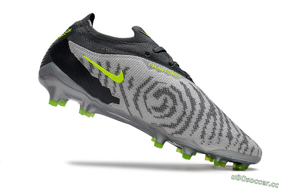 Men's Nike Phantom GX Elite FG Firm Ground Low-Tops Football Boots - Grey/Black/Green 4
