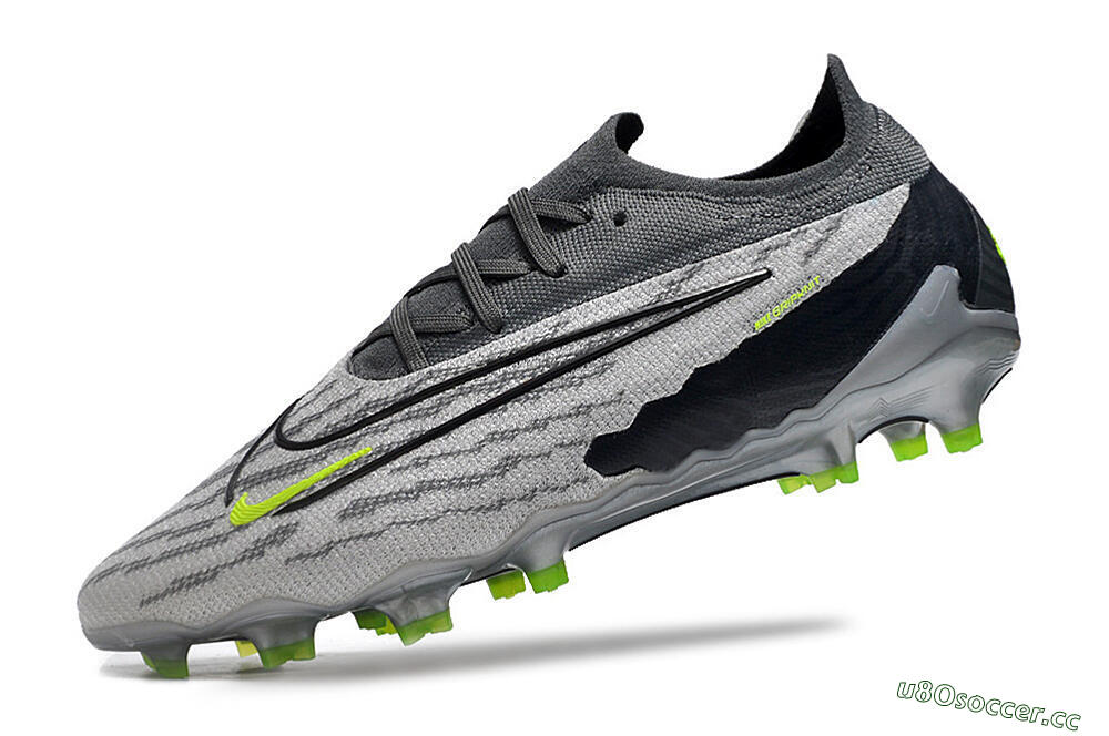 Men's Nike Phantom GX Elite FG Firm Ground Low-Tops Football Boots - Grey/Black/Green 5