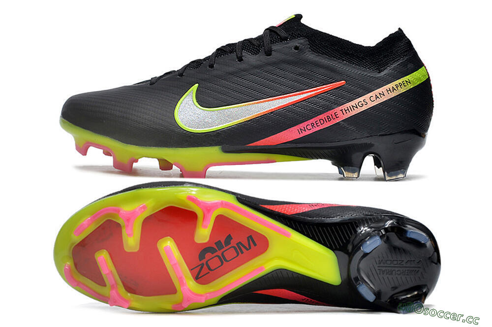 Men's Nike Air Zoom Mercurial Vapor 15 Elite FG Firm Ground Low-Tops Football Boots - Black/Silver/Yellow/Red 1