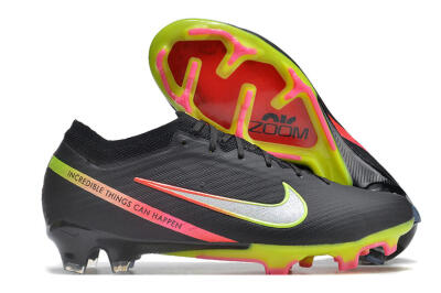 Men's Nike Air Zoom Mercurial Vapor 15 Elite FG Firm Ground Low-Tops Football Boots - Black/Silver/Yellow/Red