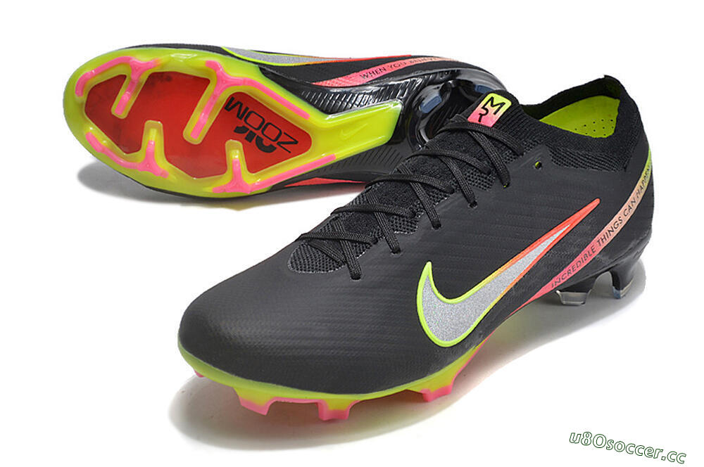 Men's Nike Air Zoom Mercurial Vapor 15 Elite FG Firm Ground Low-Tops Football Boots - Black/Silver/Yellow/Red 3