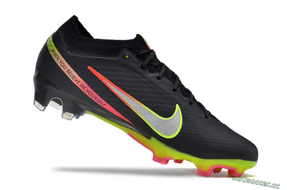 Men's Nike Air Zoom Mercurial Vapor 15 Elite FG Firm Ground Low-Tops Football Boots - Black/Silver/Yellow/Red 4