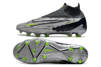 Men's Nike Phantom GX Elite DF Link FG Firm Ground High-Tops Football Boots - Grey/Black/Green