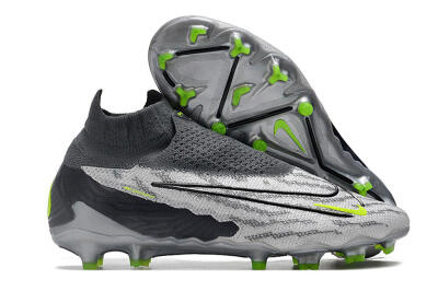 Men's Nike Phantom GX Elite DF Link FG Firm Ground High-Tops Football Boots - Grey/Black/Green