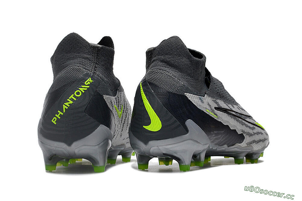 Men's Nike Phantom GX Elite DF Link FG Firm Ground High-Tops Football Boots - Grey/Black/Green 6