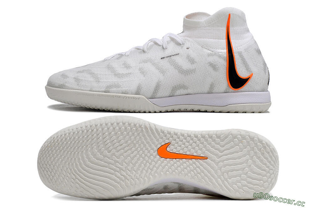Men's Nike Phantom Luna Elite NU IC Indoor & Futsal High-Tops Football Shoes - White/Grey/Black/Orange 1