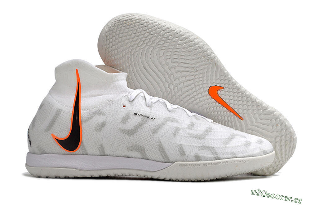 Men's Nike Phantom Luna Elite NU IC Indoor & Futsal High-Tops Football Shoes - White/Grey/Black/Orange 2