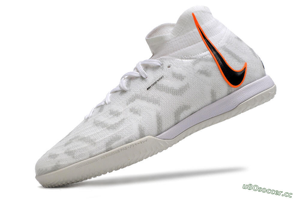 Men's Nike Phantom Luna Elite NU IC Indoor & Futsal High-Tops Football Shoes - White/Grey/Black/Orange 5
