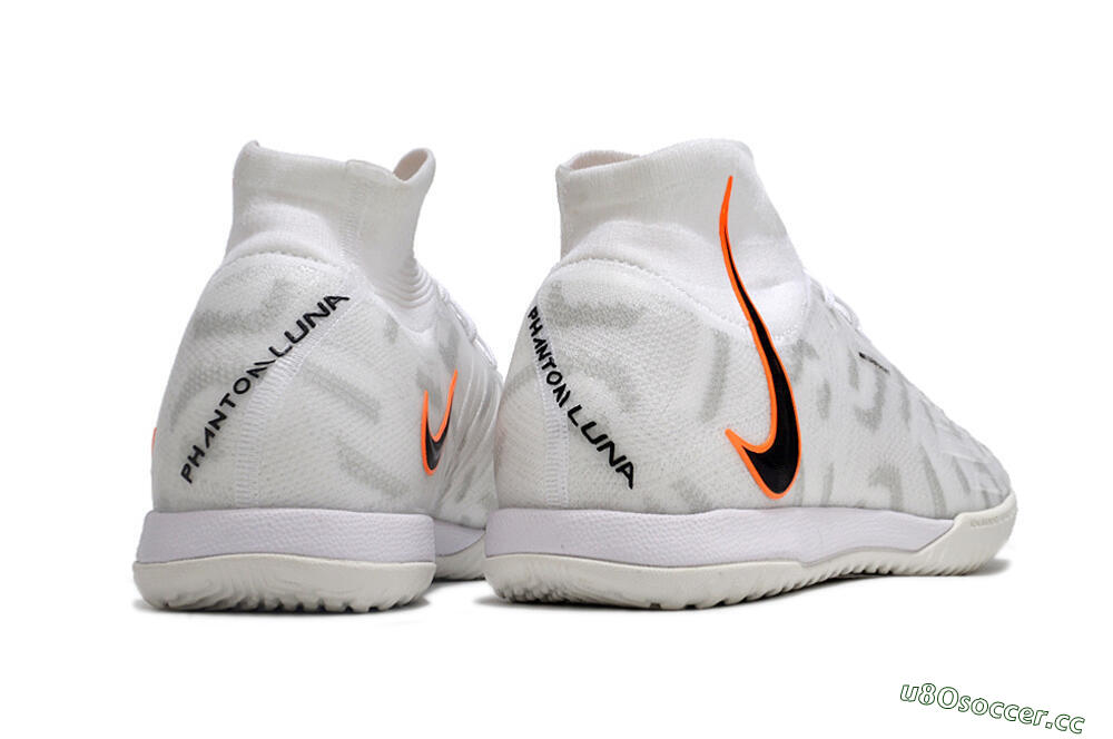 Men's Nike Phantom Luna Elite NU IC Indoor & Futsal High-Tops Football Shoes - White/Grey/Black/Orange 6