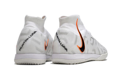 Men's Nike Phantom Luna Elite NU IC Indoor & Futsal High-Tops Football Shoes - White/Grey/Black/Orange
