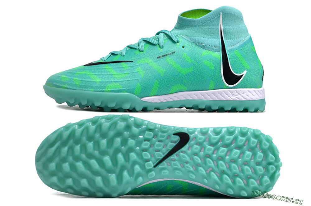 Men's Nike Phantom Luna Elite NU TF Artificial Turf High-Tops Football Shoes - Green/Black/White 1