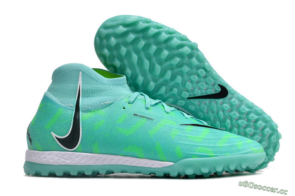 Men's Nike Phantom Luna Elite NU TF Artificial Turf High-Tops Football Shoes - Green/Black/White 2