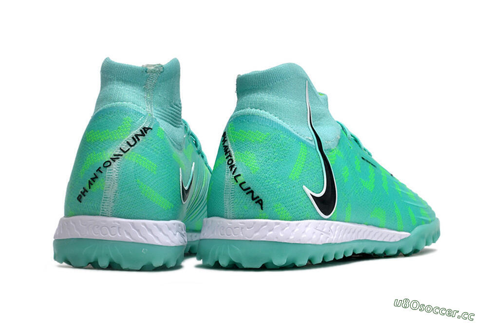 Men's Nike Phantom Luna Elite NU TF Artificial Turf High-Tops Football Shoes - Green/Black/White 6