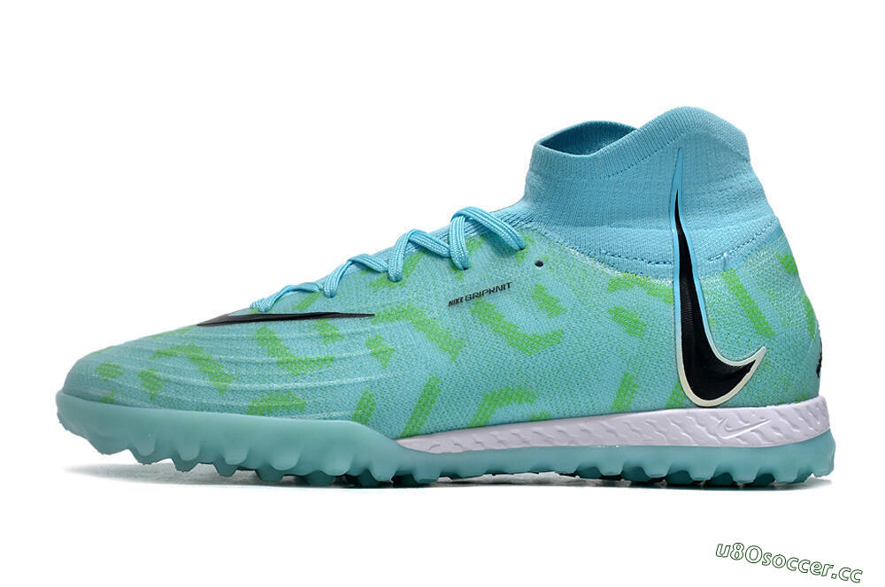 Men's Nike Phantom Luna Elite NU TF Artificial Turf High-Tops Football Shoes - Blue/Green/Black 0