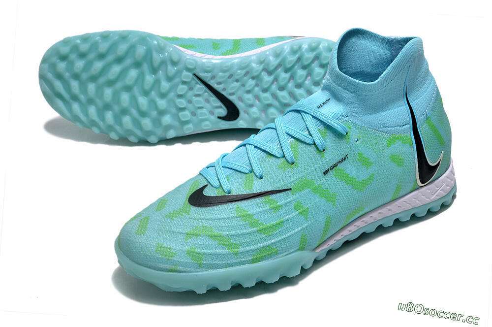 Men's Nike Phantom Luna Elite NU TF Artificial Turf High-Tops Football Shoes - Blue/Green/Black 3