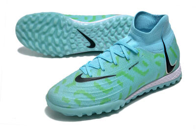 Men's Nike Phantom Luna Elite NU TF Artificial Turf High-Tops Football Shoes - Blue/Green/Black