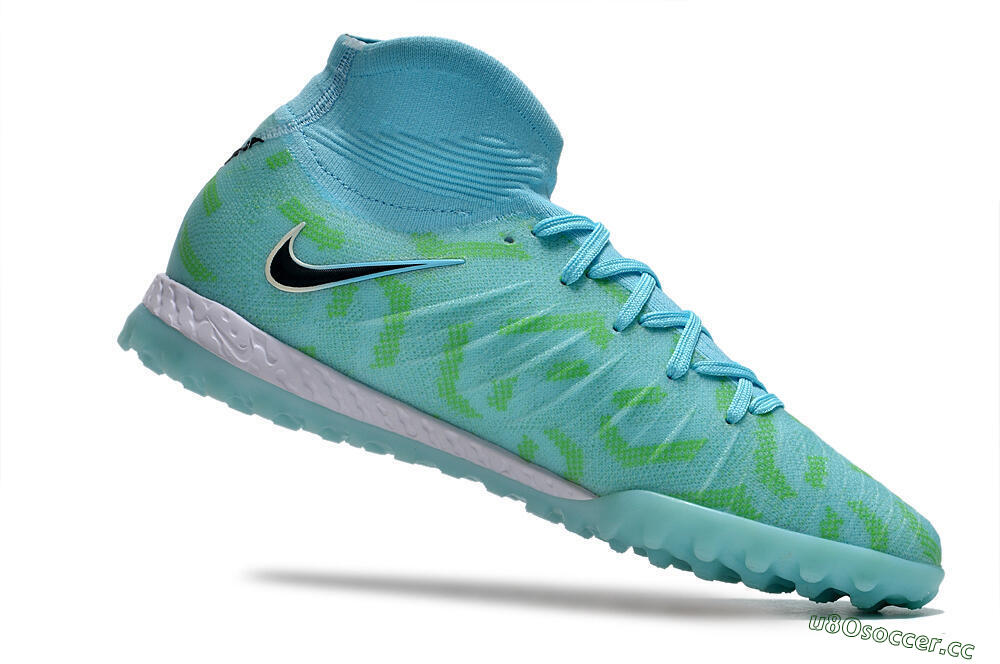 Men's Nike Phantom Luna Elite NU TF Artificial Turf High-Tops Football Shoes - Blue/Green/Black 4
