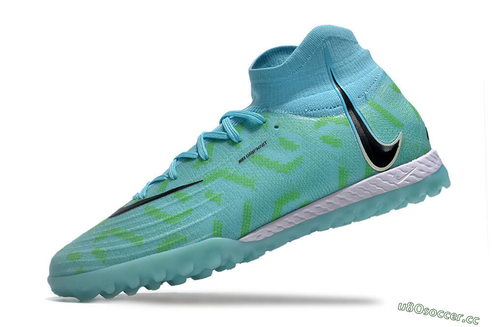 Men's Nike Phantom Luna Elite NU TF Artificial Turf High-Tops Football Shoes - Blue/Green/Black 5