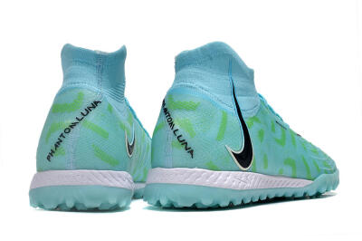 Men's Nike Phantom Luna Elite NU TF Artificial Turf High-Tops Football Shoes - Blue/Green/Black