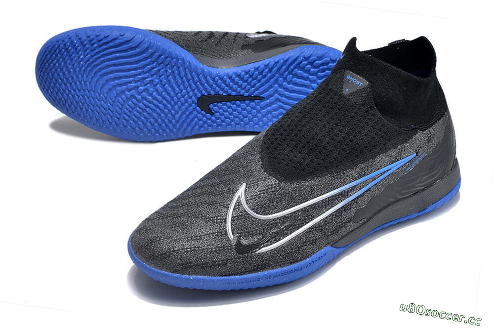 Men's Nike Phantom GX Elite DF Link IC Indoor & Futsal High-Tops Football Shoes - Grey/Black/Blue 3