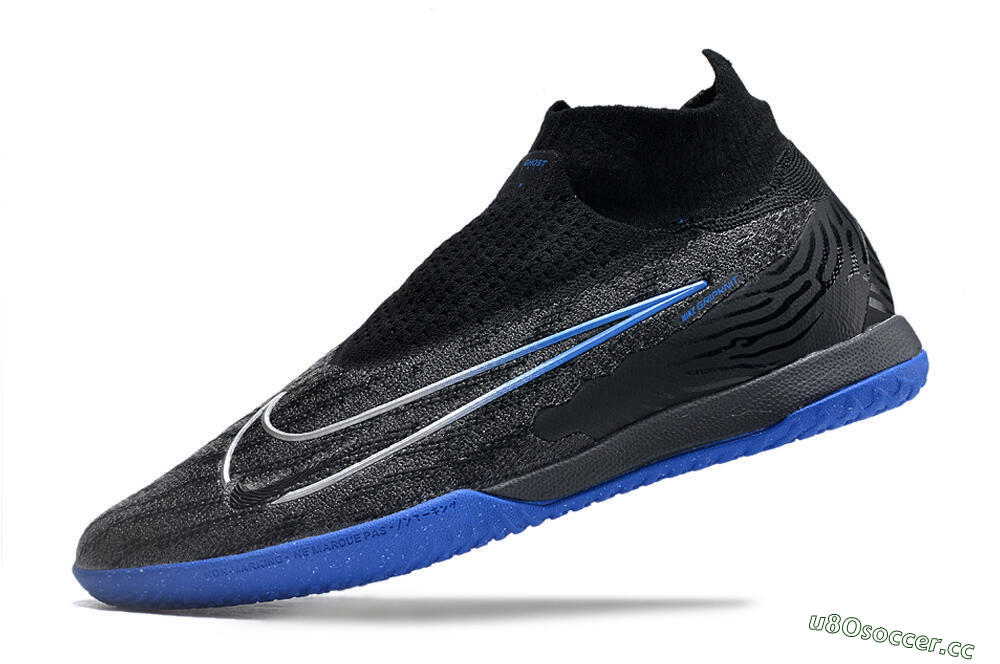 Men's Nike Phantom GX Elite DF Link IC Indoor & Futsal High-Tops Football Shoes - Grey/Black/Blue 5
