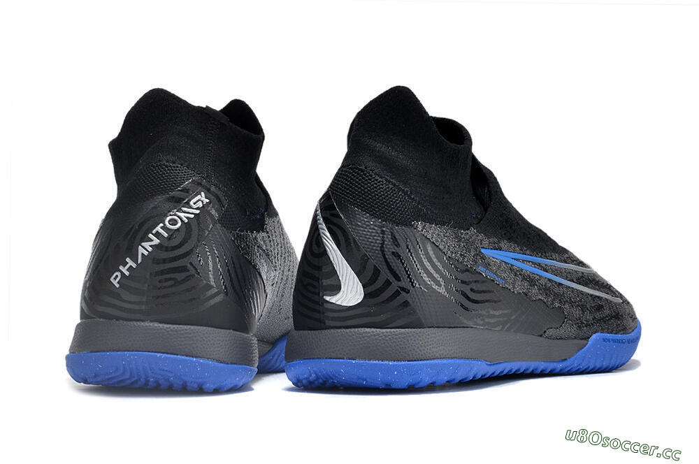 Men's Nike Phantom GX Elite DF Link IC Indoor & Futsal High-Tops Football Shoes - Grey/Black/Blue 6