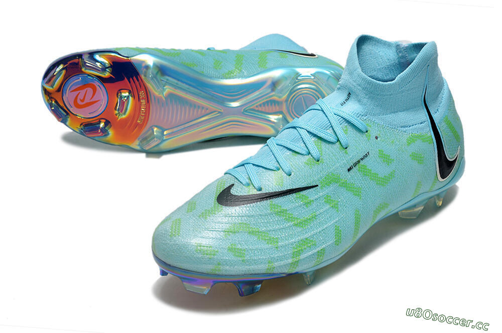 Men's Nike Phantom Luna Elite NU FG Firm Ground High-Tops Football Boots - Blue/Green/Black/Gold 3